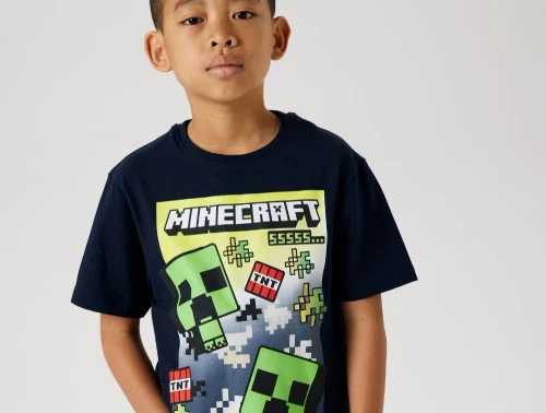 Name It t-shirt navy blazer med Minecraft print